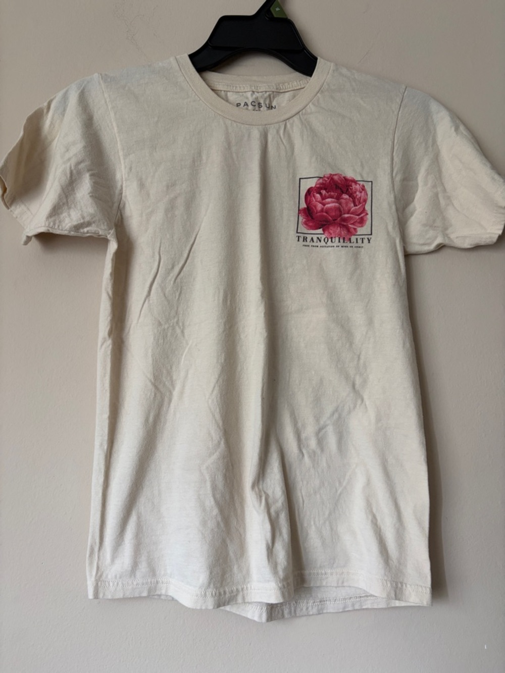 PacSun Cream Crewneck Pocket Tee with Subtle Graphic